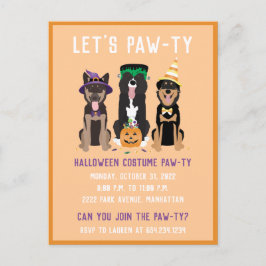 Invitation Carte Postale Chiens pawty costumés Halloween