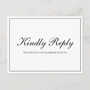 Invitation Carte Postale Choix officiel de repas Mariage noir et blanc RSVP