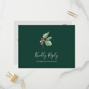 Invitation Carte Postale Christmas Green Song Request RSVP