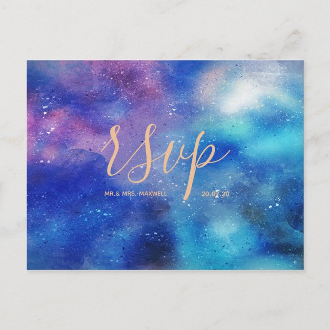 Invitation Carte Postale Ciel à l'aquarelle bleue Mariage Rsvp (Devant)