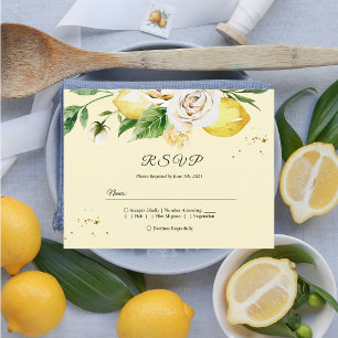 Invitation Carte Postale Citrons et feuille jaunes pastel aquarelle moderne