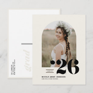 Invitation Carte Postale Classe Boho de 2025 Arch Photo Graduation