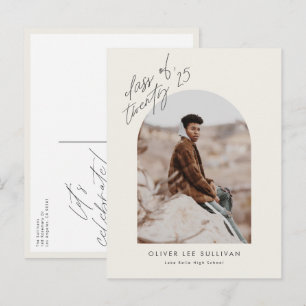Invitation Carte Postale Classe Boho de 2025 Arch Photo Graduation