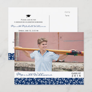 Invitation Carte Postale Classe d'Ancres nautiques de 20XX Party
