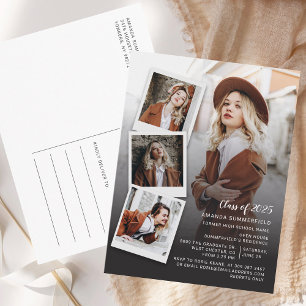 Invitation Carte Postale Classe de 2025 Grad Photo Collage Script Graduatio