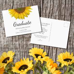 Invitation Carte Postale Classe de Rustic Sunflower Graduation Party 2024