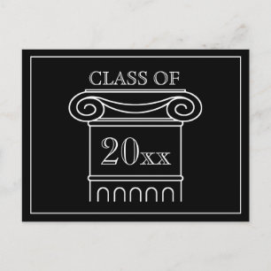 Invitation Carte Postale Classe d'études Année Élégante Noir moderne Blanc