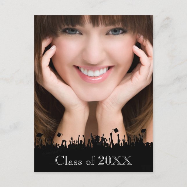 Invitation Carte Postale Classe Silhouette de Senior Graduation Open House (Devant)