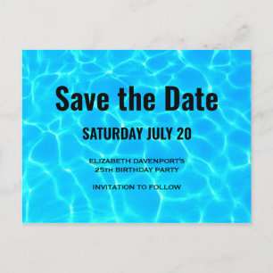 Invitation Carte Postale Clear Blue Pool Water Photo Enregistrer la fête de