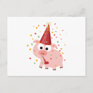 Invitation Carte Postale Cochon du Confetti Party
