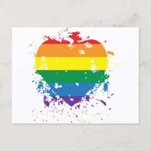 Invitation Carte Postale Coeur d'amour gay pride