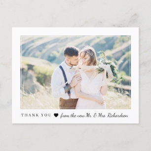 Invitation Carte Postale Coeur rougissant Merci photo mariage