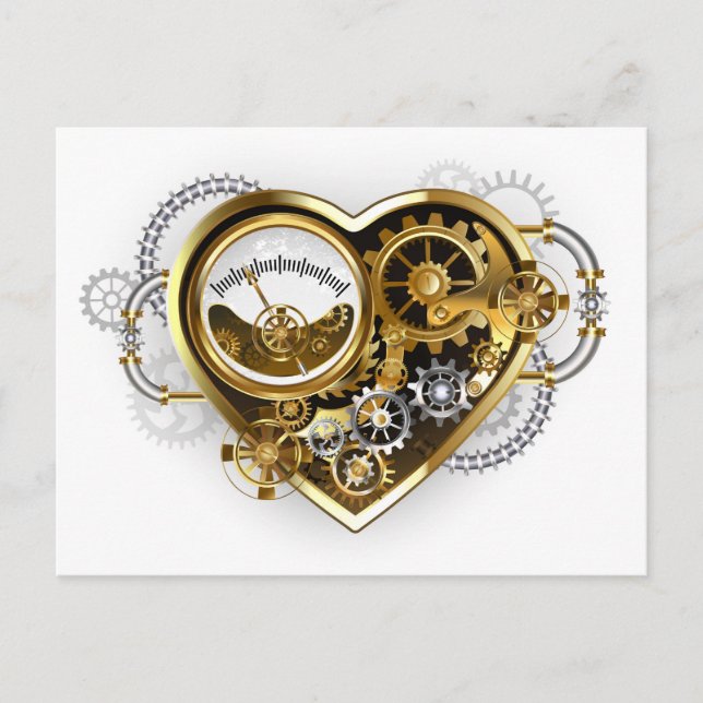 Invitation Carte Postale Coeur vapeur avec un manomètre (Devant)