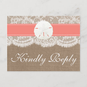 Invitation Carte Postale Collection de Mariages de sable de corail Dollar R