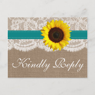Invitation Carte Postale Collection de Mariages de tournesol rustique - Tur