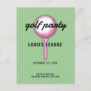Invitation Carte Postale Conception de fête de golf rose pour dames