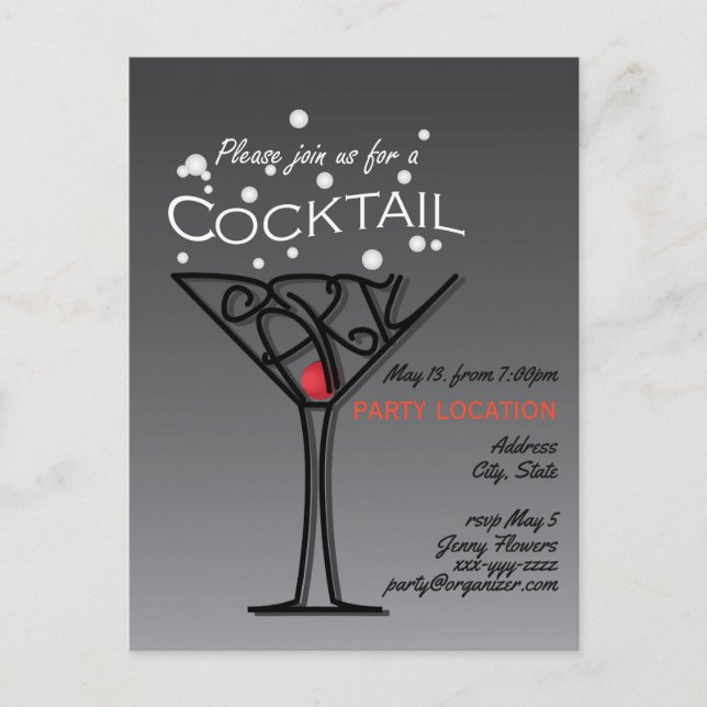 Invitation Carte Postale Conception d'invitation pour une soirée cocktail (Devant)