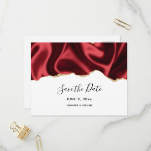Invitation Carte Postale Conception en satin ondulé Glamour Rouge foncé - S