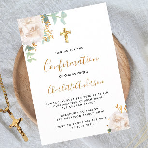 Invitation Carte Postale Confirmation eucalyptus blanc floral