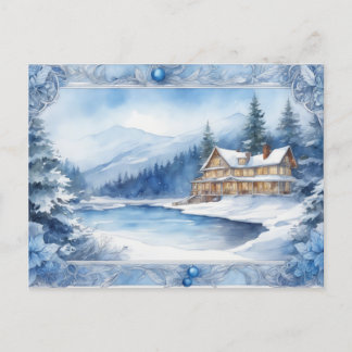 Invitation Carte Postale Conte d'hiver bleu : Ajoutez vos vœux chaleureux