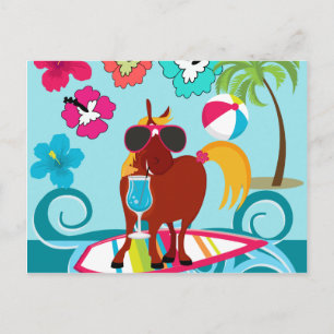Invitation Carte Postale Cool Horse Surfer Dude Summer Fun Beach Party