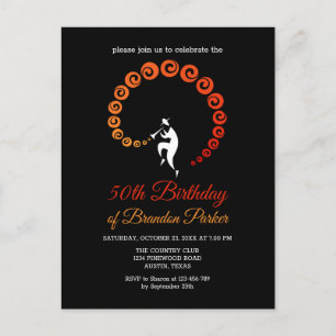 Invitation Carte Postale Cool Jazz Trumpet Musicien 50e fête d'anniversaire