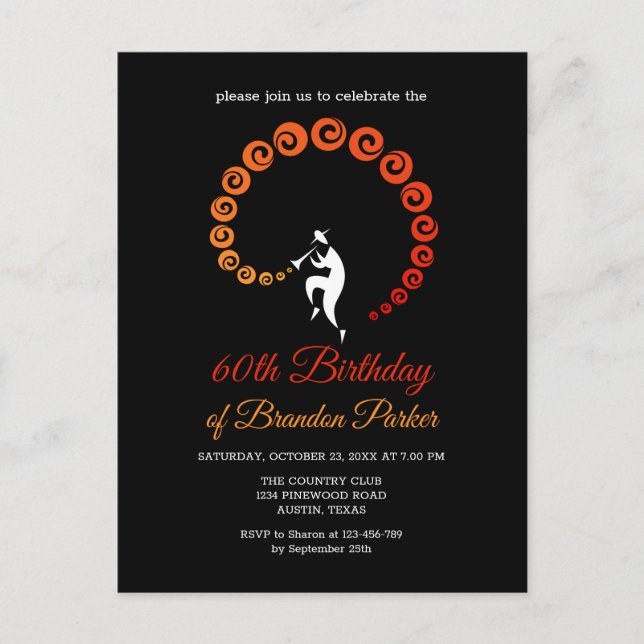 Invitation Carte Postale Cool Jazz Trumpet Musicien 60e fête d'anniversaire (Devant)
