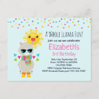 Cool Llama et souriant Kawaii Anniversaire du sole