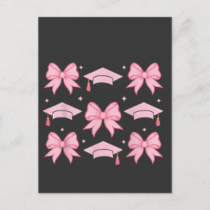 Invitation Carte Postale Coquette Bow Graduation Palette rose 2025