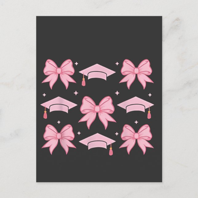 Invitation Carte Postale Coquette Bow Graduation Palette rose 2025 (Devant)