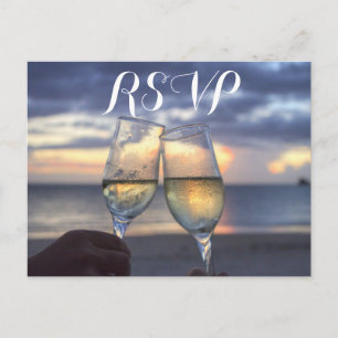 Invitation Carte Postale Coucher De Soleil Personnalisé Sur La Plage Mariag