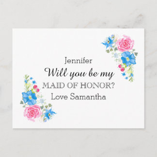 Invitation Carte Postale Couleur fleur sauvage rose | Personnalisez