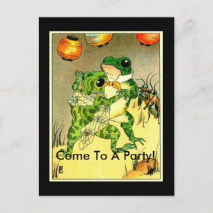 Invitation Carte Postale Couple De Grenouille, Venez À Une Fête !