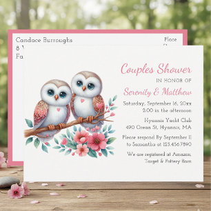 Invitation Carte Postale Couple de hiboux fantaisistes Fête prénatale de co