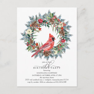 Invitation Carte Postale Couronne de cardinal rouge pour fête d'anniversair