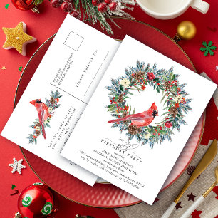 Invitation Carte Postale Couronne de cardinal rouge pour fête d'anniversair