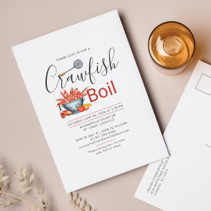 Invitation Carte Postale Crawfish Boil Family Cookout Reunion Seafood Party