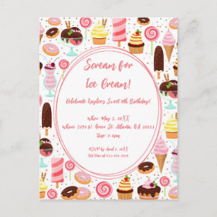 Invitation Carte Postale Criez pour les filles de glace douce et mignonne a