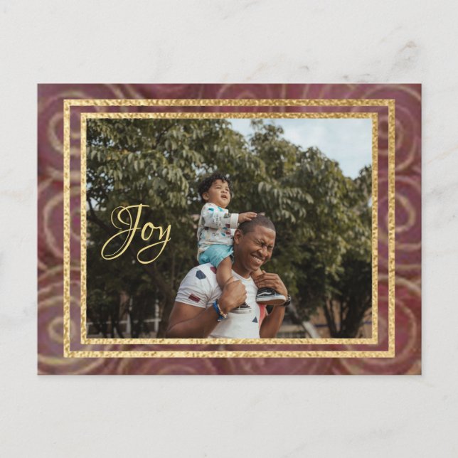 Invitation Carte Postale Crimson de Noël et or (Devant)