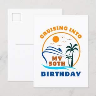 Invitation Carte Postale Croisière en mon bateau de 50e anniversaire
