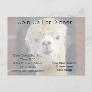 Invitation Carte Postale Cute Alpaca face