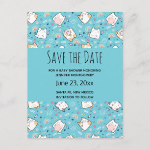 Invitation Carte Postale Cute Kitty Chat Motif Whimsical Enregistrer la dat