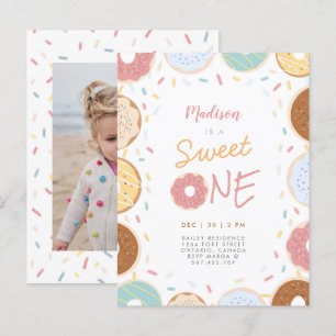 Invitation Carte Postale Cute Moderne Pastel Donut Photo Premier Anniversai