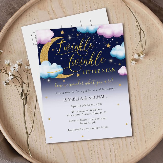 Invitation Carte Postale Cute Twinkle Twinkle Little Star Genre Reveillez (Créateur téléchargé)