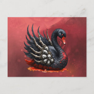 Invitation Carte Postale Cygne noir d'os – Élégance gothique 