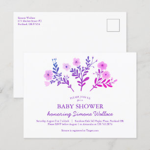 Invitation Carte Postale Dainty Florals Élégant BABY SHOWER CHic PERSONNALI