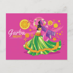 Invitation Carte Postale Danseur de nuit Garba, rose