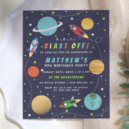 Invitation Carte Postale Décollage ! Fête d'anniversaire Fusée spatiale