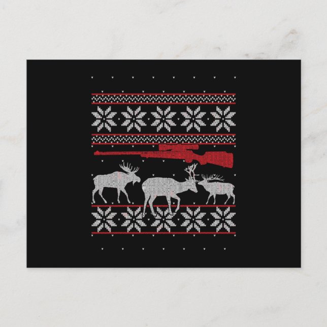 Invitation Carte Postale Deer Hunter Bucking Elk Hunting Ugly Christmas (Devant)