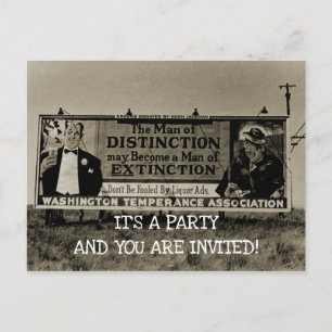 INVITATION CARTE POSTALE DÉFIANCE DE TEMPÉRATURE VINTAGE DE LA PARTIE BOISS